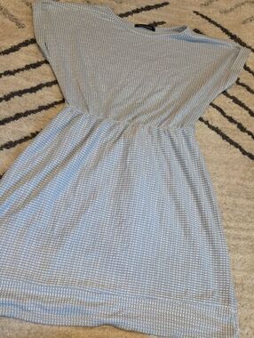 Caution To The Wind Light Blue Grid Tee Dress